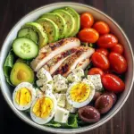 Mediterranean Chicken & Egg Salad Bowl with Avocado & Feta
