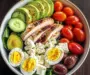 Mediterranean Chicken & Egg Salad Bowl with Avocado & Feta