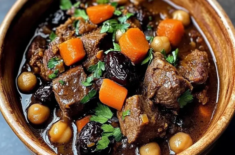 Moroccan Lamb Tagine with Prunes, Chickpeas & Warm Spices