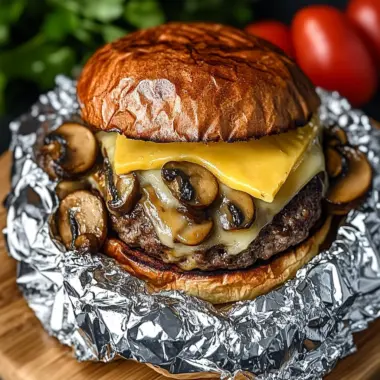 Mushroom and Swiss Burger Foil Packets