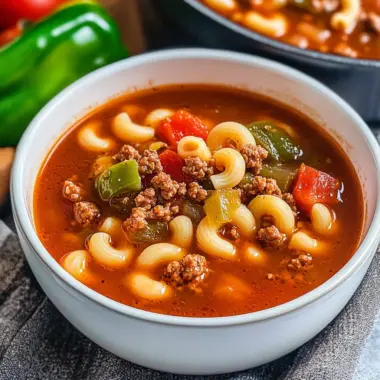 One Pot Beef and Tomato Macaroni Soup