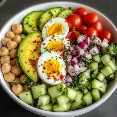 Rainbow Protein Bowl with Eggs & Chickpeas