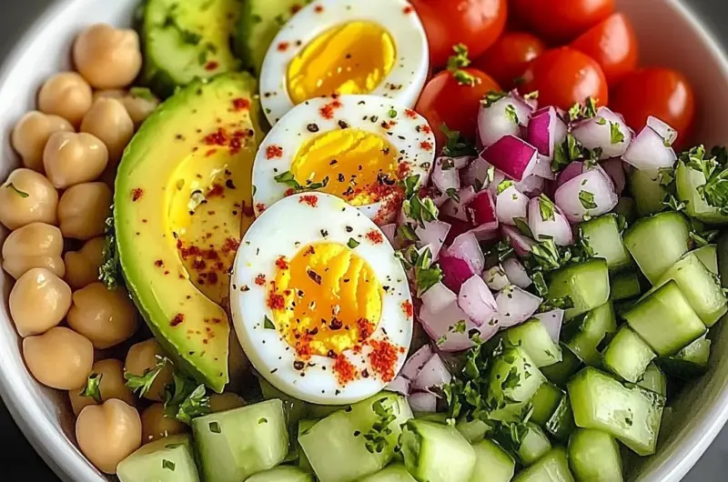 Rainbow Protein Bowl with Eggs & Chickpeas