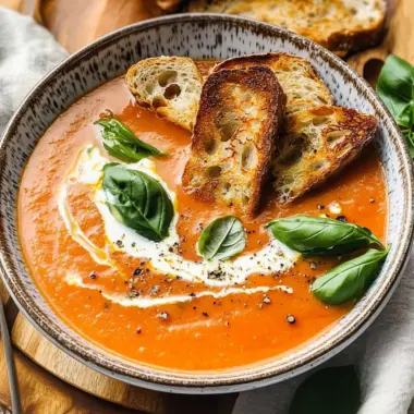 Roasted Tomato Soup with Crispy Gruyère Toasts