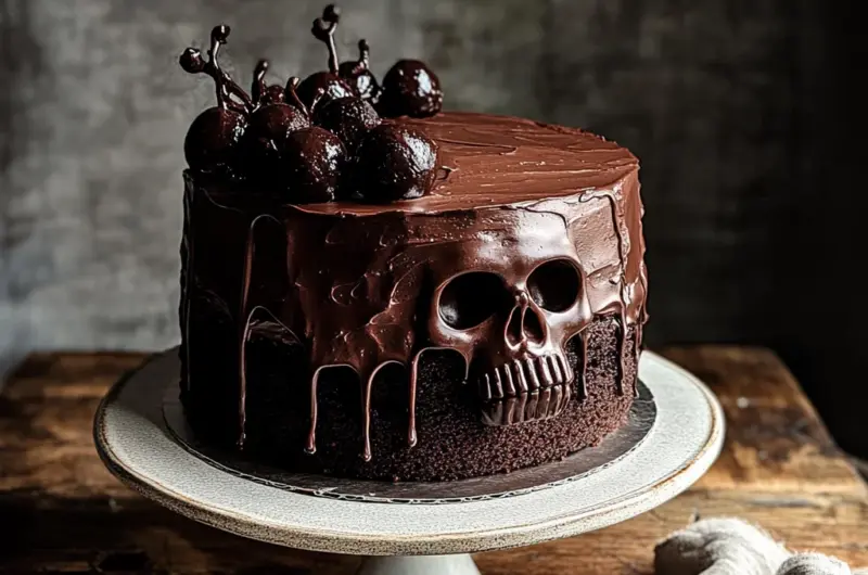 Vegan Chocolate Layer Skull Cake