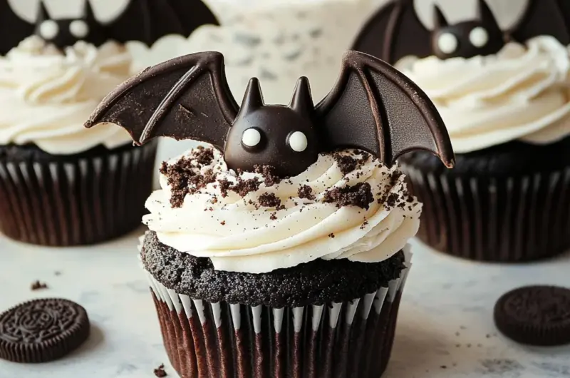 Vegan Oreo Bat Cupcakes
