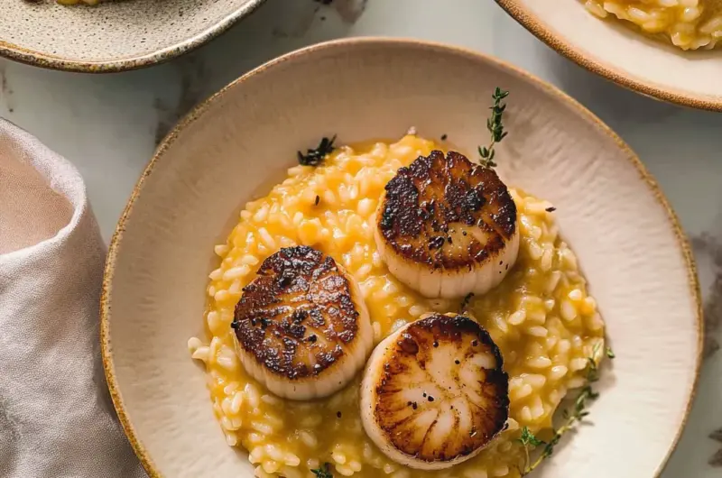 Brown Butter Scallops with Butternut Squash Risotto