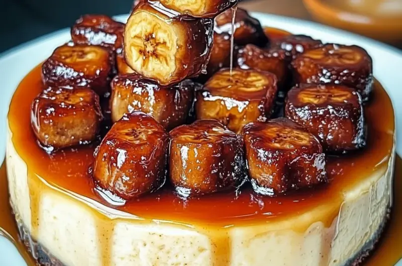 Caramelized Banana Cheesecake with Rum Glaze