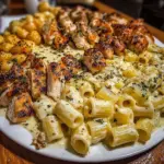 Cheesy Chicken Alfredo Rigatoni in Garlic Butter Sauce