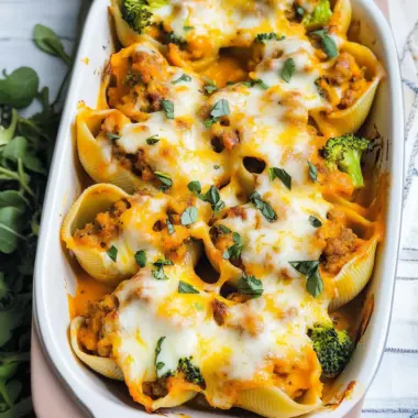 Cheesy Pumpkin and Spicy Sausage Stuffed Shells