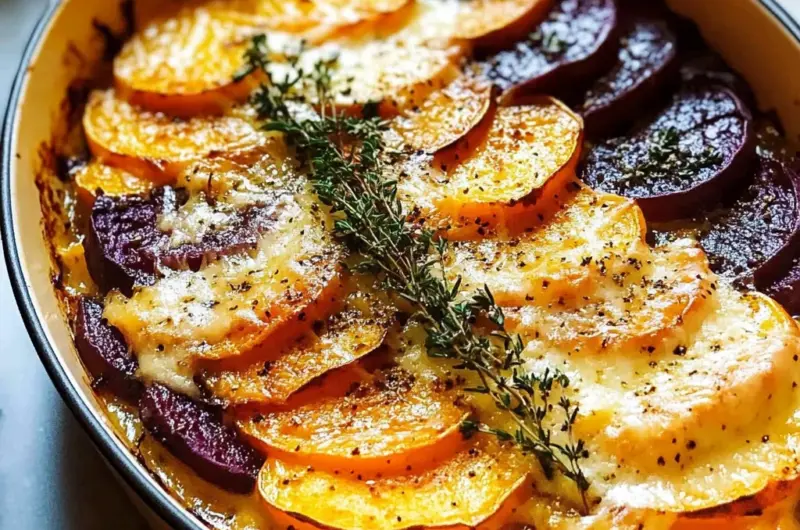 Cheesy Root Veggie Gratin