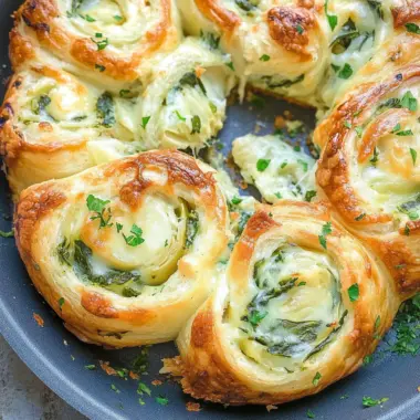 Cheesy Spinach and Artichoke Pinwheels