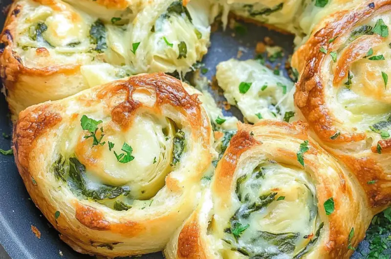 Cheesy Spinach and Artichoke Pinwheels