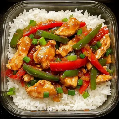Chicken and Bell Pepper Stir-Fry with Rice