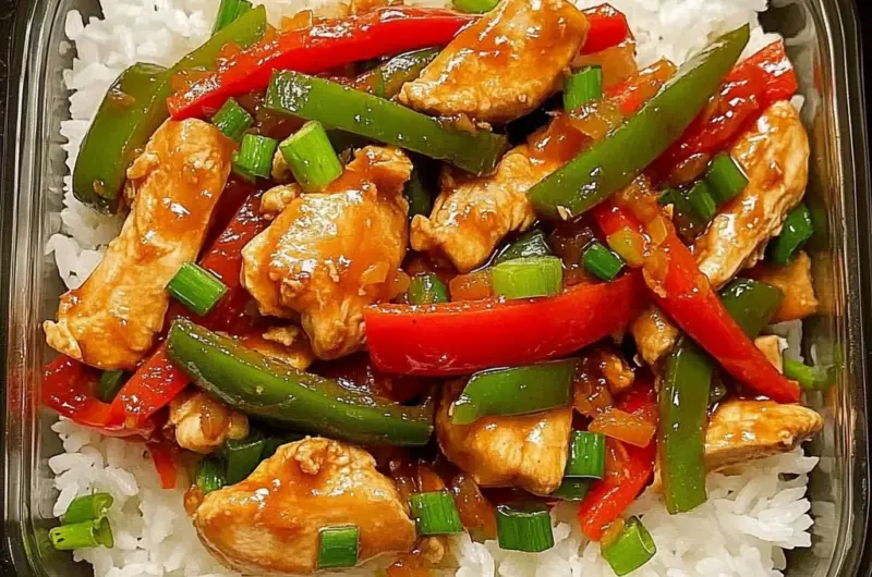 Chicken and Bell Pepper Stir-Fry with Rice