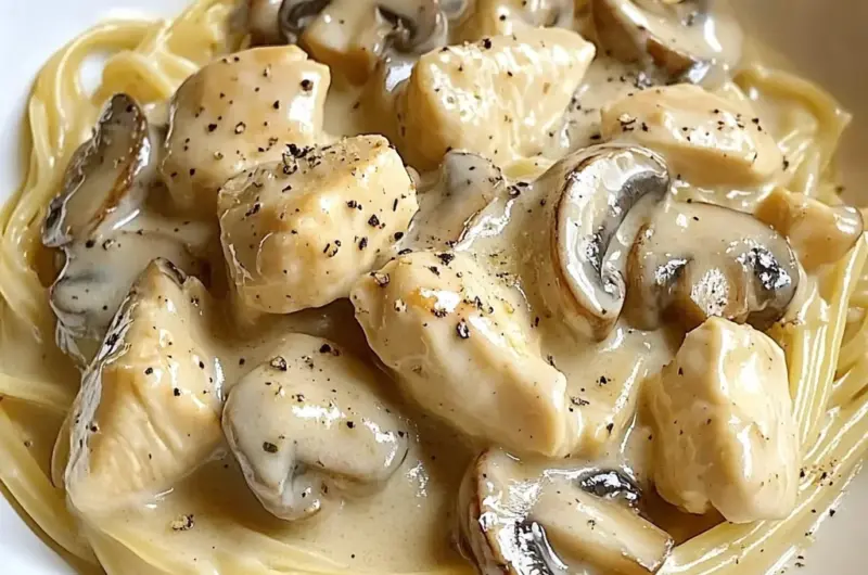 Creamy Garlic Chicken & Mushroom Pasta