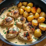Creamy Garlic Chicken with Golden Baby Potatoes