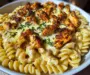 Creamy Mozzarella Alfredo with Garlic Chicken Twisted Pasta