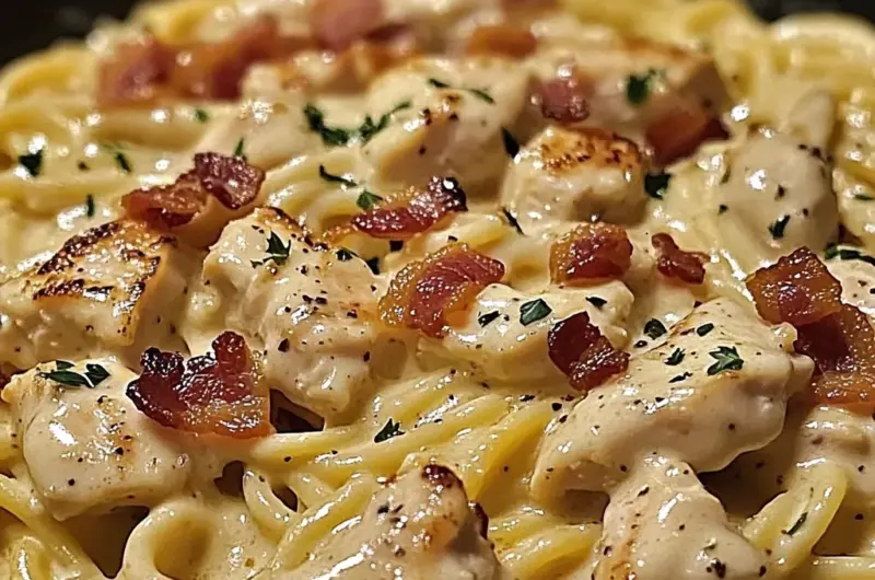 Creamy Skillet Chicken Carbonara with Bacon