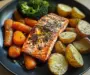 Garlic-Herb Salmon with Roasted Potatoes, Glazed Carrots & Broccoli
