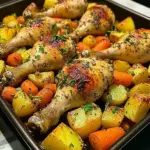 Garlic Herb Chicken Drumsticks with Roasted Veggies