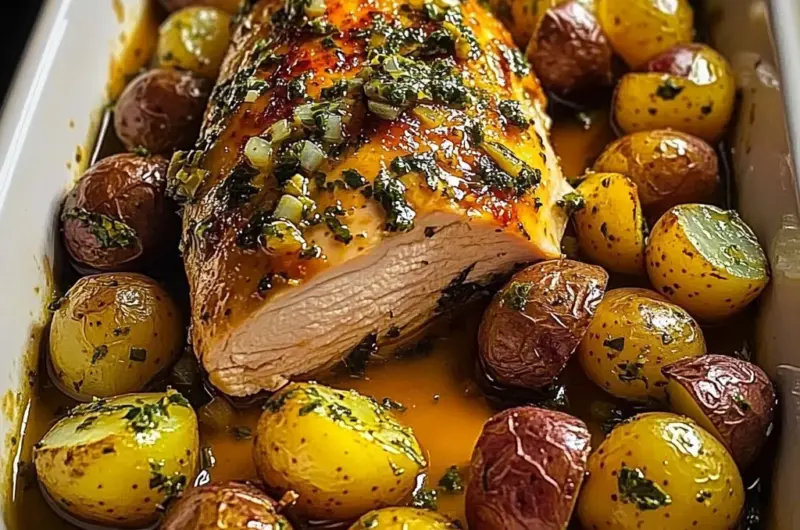 Garlic Herb Roasted Chicken Breast with Baby Potatoes