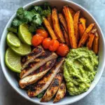 Grilled Chicken Power Bowl with Sweet Potato Fries & Guacamole