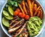 Grilled Chicken Power Bowl with Sweet Potato Fries & Guacamole