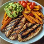 Grilled Chicken with Sweet Potato Fries & Chunky Guac