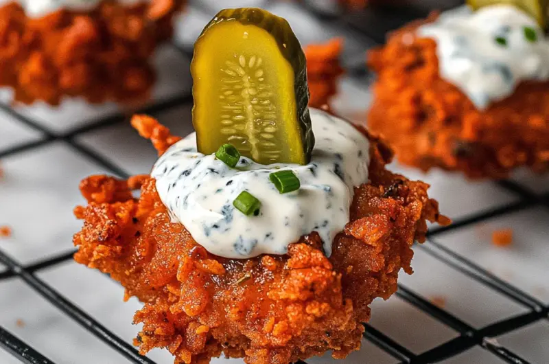 Pickle-Brined Chicken Bites w/ a Creamy Blue Cheese Sauce