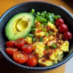 Savory Breakfast Bowl with Scrambled Eggs, Avocado & Baby Potatoes