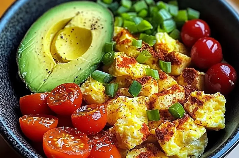 Savory Breakfast Bowl with Scrambled Eggs, Avocado & Baby Potatoes