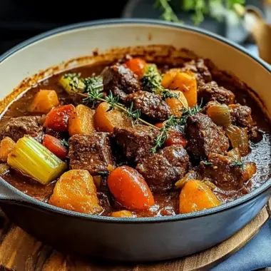 Slow-Baked Tuscan Beef Casserole with Rustic Vegetables