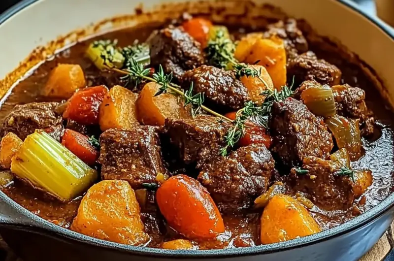 Slow-Baked Tuscan Beef Casserole with Rustic Vegetables