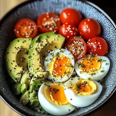 Soft-Boiled Eggs with Avocado & Cherry Tomato Salad