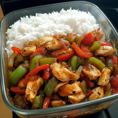 Spicy Chicken Stir-Fry with Peppers & Rice