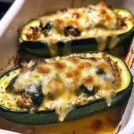 Spinach Mushroom and Ricotta Stuffed Zucchini
