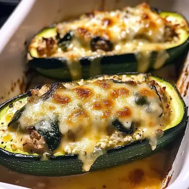 Spinach Mushroom and Ricotta Stuffed Zucchini