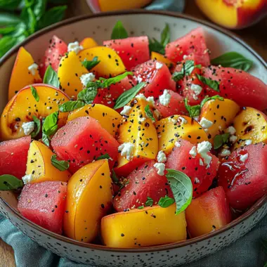 Watermelon Peach Salad – A Refreshing Gourmet Salad