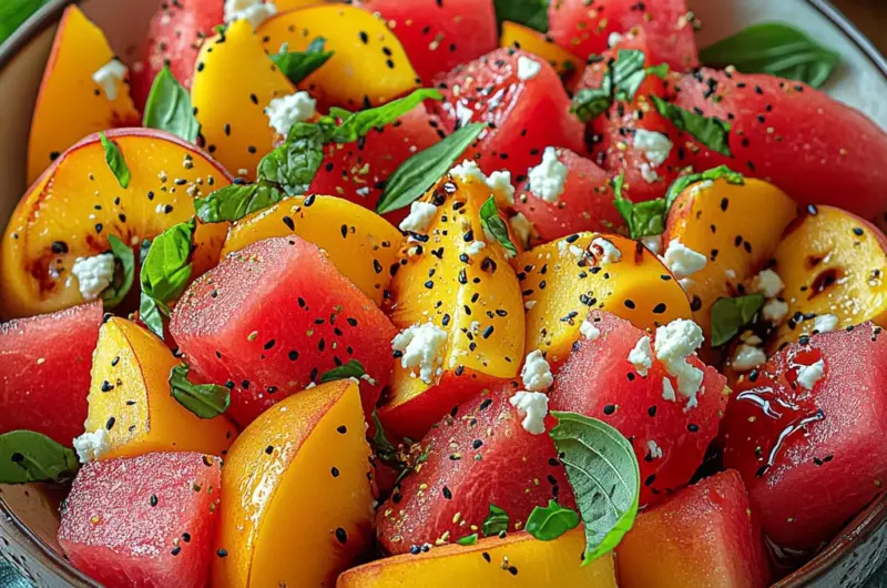 Watermelon Peach Salad – A Refreshing Gourmet Salad