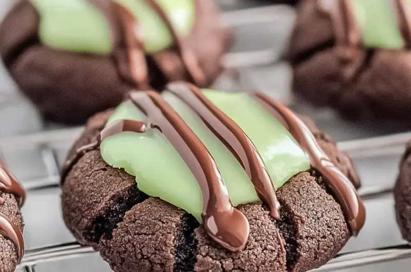 Chocolate Mint Thumbprint Cookies