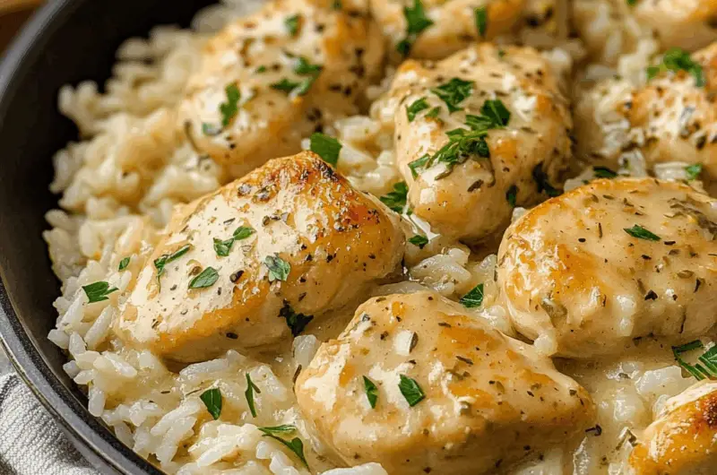 Creamy Herb Chicken & Basmati Rice – A Comforting, Flavor-Packed One-Pan Meal