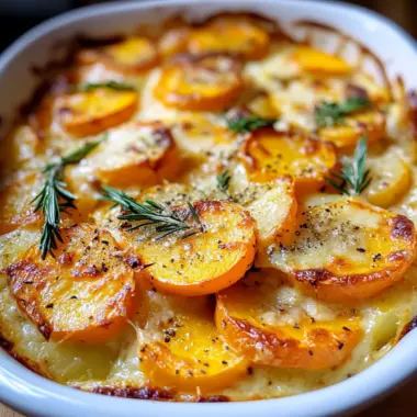 Cremiger Kürbis-Kartoffel-Auflauf