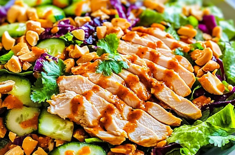 Crunchy Thai Chicken Salad with Peanut Dressing