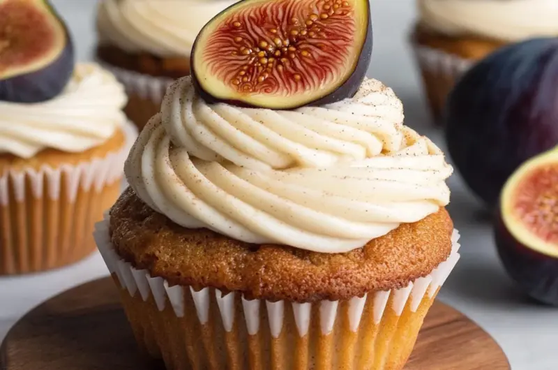 Fig Cupcakes with Honey Cream Cheese Frosting