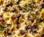 Garlic Butter Bowtie Pasta with Ground Beef Recipe