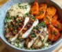 Grilled Chicken Bowl with Herbed Rice, Glazed Carrots & Creamy Sauce