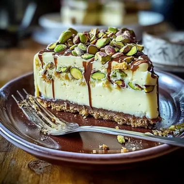 Heavenly Pistachio White Chocolate Cheesecake