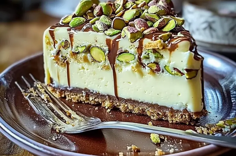 Heavenly Pistachio White Chocolate Cheesecake