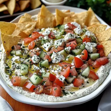 Layered Mediterranean Dip with Pita Chips